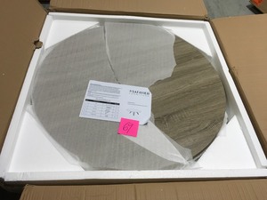 lot 69 image: Mansel Light OakBlack Retro Mid Century Round Coffee Table by Safavieh not used