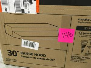 lot 148 image: NuTone RL6200 Series 30 in. Ductless Under Cabinet Range Hood with Light in Black   in good condition