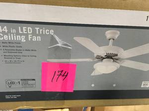 lot 174 image: Trice 44 in. LED Matte White Ceiling Fan   in good condition