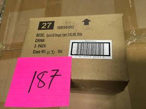 lot 187 image: Commercial Electric 2.4 Amp 1-Port ABS Square AC Charger, White HD0555W   in good condition