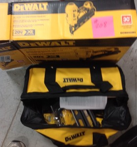 lot 208 image: DEWALT 20-Volt MAX XR Lithium-Ion Cordless Brushless 2-Speed 33° Framing Nailer with Battery 4Ah and Charger, in like new condition.