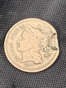 lot 6 image: 1867 Three Cent Piece