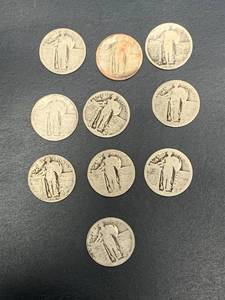 lot 19 image: Lot of 10 Standing Liberty Quarters