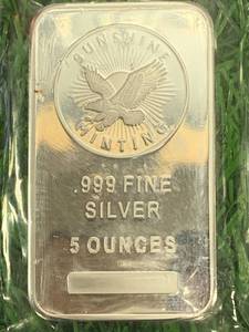 lot 34 image: 5oz Silver .999 Bar