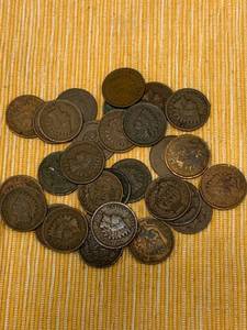 lot 49 image: Lot of 30 Indian Head Pennies