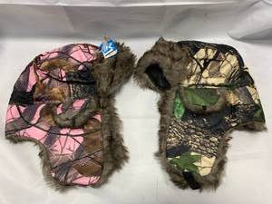 lot 23 image: Brand New His  Hers Camo Faux Fur Bomber Hats