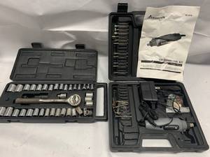lot 54 image: 37pc USA Socket Set & 12v Rotary Tool