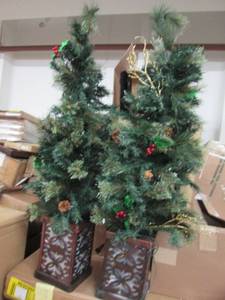 2 Small Pre-Lit Potted Trees open b...