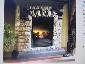 Faux Stone Fireplace open box Retai...