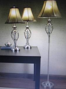 Set of 3 Scroll Touch Lamps open bo...
