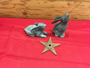 lot 91 image: Two Rabbit Statues & Star