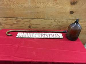 lot 93 image: Merry Christmas Sign, Jug, Cane