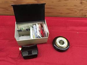 lot 142 image: View Master & Vintage German Wooden Barometer