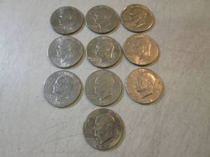 lot 43 image: 10 Eisenhower Dollar Coins  CNTR...