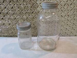 lot 70 image: 2 Vintage Jars with Glass Tops  CS...