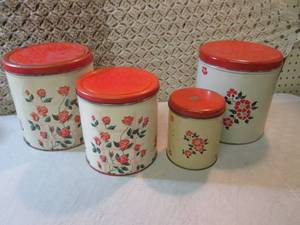 lot 124 image: Vintage Metal Canisters  BS...