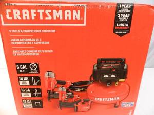 lot 3 image: New Craftsman Air Compressor and Nailer Kit