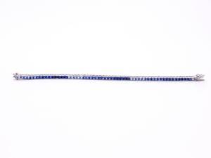 lot 10 image: Gorgeous Sapphire, Tanzanite, and Topaz Estate Tennis Bracelet in 10k White Gold
