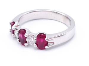 lot 11 image: High Quality Natural Ruby and Diamond Estate Ring in 14k White Gold