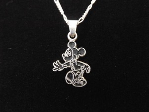 .925 Sterling Silver Mickey Mouse Pendant Necklace