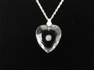 .925 Sterling Silver Diamond Accented Crystal Heart Pendant Necklace