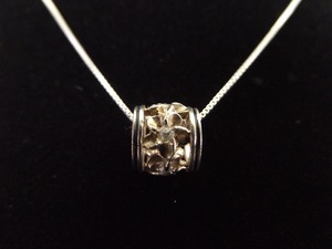 .925 Sterling Silver Crystal Flower Slide Charm Necklace