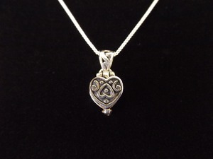 .925 Sterling Silver Scrolled Heart Locket Pendant Necklace