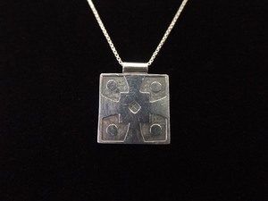 .925 Sterling Silver Artisan Shield Pendant Necklace