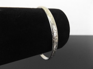 .925 Sterling Silver Etched Open Cuff Bracelet
