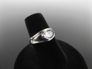 .925 Sterling Silver Oval Cut Amethyst Ring Size 6.5