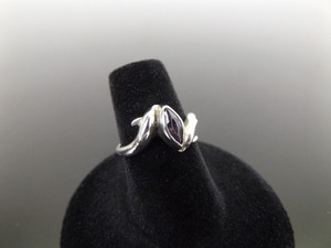 .925 Sterling Silver Marquise Cut Amethyst Dolphin Ring Size 5.75