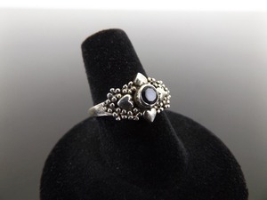 .925 Sterling Silver Faceted Black Onyx Ring Size 7