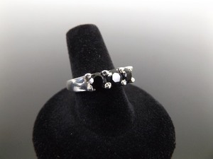.925 Sterling Silver Faceted Black Sapphire Ring Size 7.75