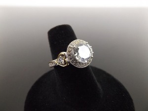 .925 Sterling Silver Crystal Ring Size 6