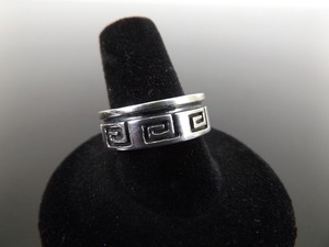.925 Sterling Silver Greek Key Ring Size 8.5