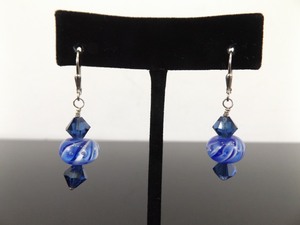 .925 Sterling Silver Murano Bead Hook Clasp Earrings
