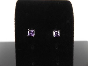 .925 Sterling Silver Amethyst Crystal Post Earrings