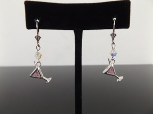 .925 Sterling Silver Amethyst Crystal Party Night Hook Clasp Earrings