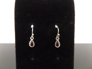 .925 Sterling Silver Pear Cut Garnet Dangle Hook Earrings