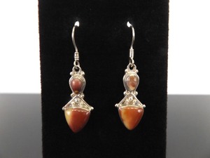 NEW .925 Sterling Silver Jasper Dangle Hook Earrings
