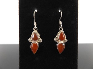 NEW .925 Sterling Silver Carnelian Dangle Hook Earrings