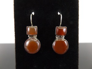 NEW .925 Sterling Silver Carnelian Hook Earrings
