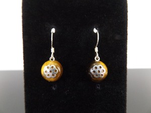 NEW .925 Sterling Silver Tigers Eye Dangle Hook Earrings