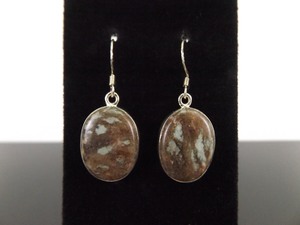 NEW .925 Sterling Silver Jasper Cabochon Dangle Hook Earrings