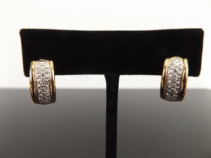 NEW .925 Sterling Silver Diamond Accented Hinged Post Clasp Vermeil Earrings