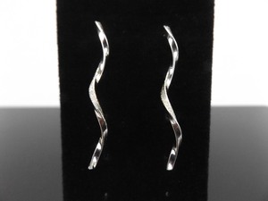 .925 Sterling Silver Diamond Chip Accented Twisted Post Earrings