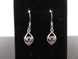 .925 Sterling Silver Scrolled Dangle Hook Earrings