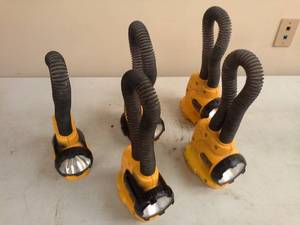 lot 127 image: Lot of (5) DeWalt 18VDC Cordless Rechargable Light DW919