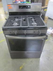 lot 60 image: Whirlpool 5-Burner Freestanding 5-cu ft Self-cleaning Gas Range (Fingerprint-Resistant Black stainless) (Common 30-in Actual 29.875-in) WFG525S0HV