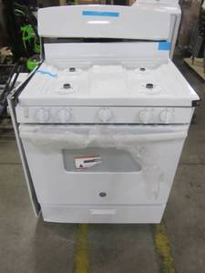 lot 65 image: GE Freestanding 4.8 Manual Cleaning Gas Range (White) ( Actual 30-in) JGBS10DEMWW